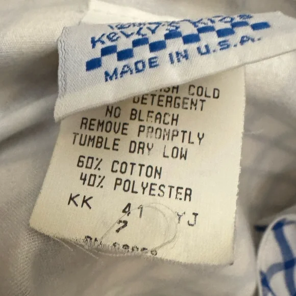 Vintage Kelly’s Kids Size 7 Blue White Gingham Strawberry Bee Tank Dress Summer - Picture 9 of 9